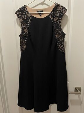 Dressbarn Black Dress with Nude Lace Insets